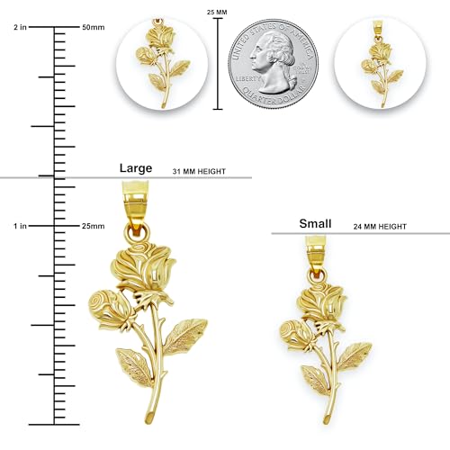 Gold Rose Pendant Charm - 10 Karat Solid Gold - Rose Charm - Flower Jewelry - Gift For her3