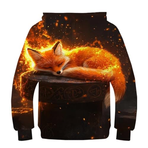 Sweat à capuche enfant renard 3D pull graphique 12-14 ans - 3