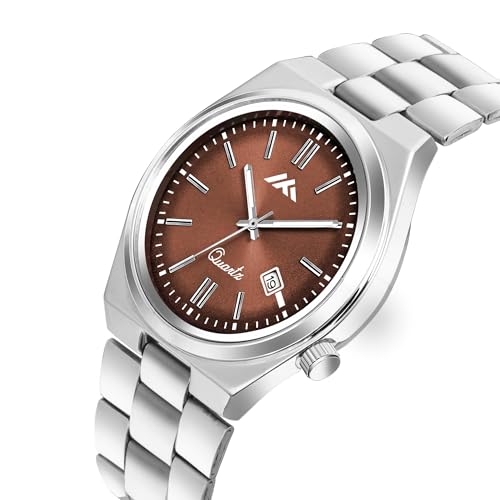 Image of PAPIO Men's Quartz Analogue Watch, Silver Stainless Steel Band, Round Dial with Date Display