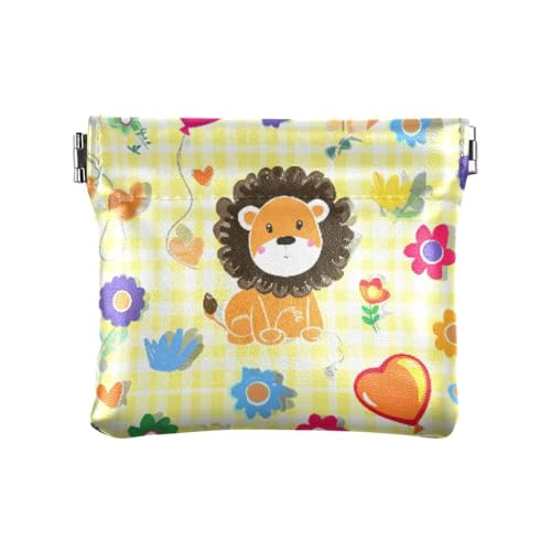 Lion Cubs Coin Purse Leather Pouch Change Purse, Squeeze Coin Pouch for Cards, Keys & Lipsticks, Unisex