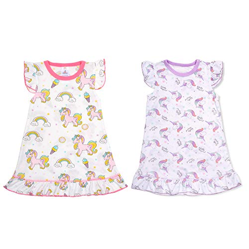 Girls Nightgown Unicorn Pajamas for Girls Flutter Sleeve Princess Soft Cute Sleepwear for Kids 2-9 Years