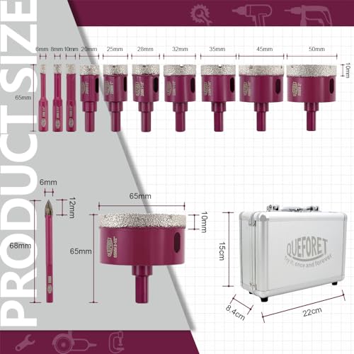 Kit de brocas para azulejo 12 piezas con vástago miniatura 3