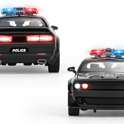 Auto de policía de juguete metálico para niños 3-12 miniatura 6