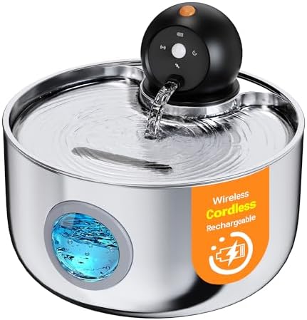 Fuente para Gatos sin Cable: Bebedero Gatos Automatico Acero Inox...