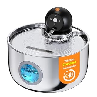 Fontanella per Gatti senza Fili: Fontana per Gatti Acciaio - 2.6L Dispenser Acqua Gatto con Sensore di Movimento - Distributore Automatico Acqua Silenziosa - Abbeveratoio per Cani Piccoli a Batteria
