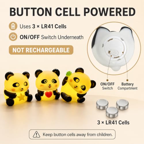 Image of Panda Night Lamp for Kids Room Decor Night Light Battery Operated Included (3 Panda Night Lamp Combo)