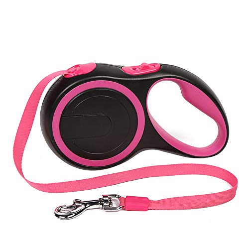 DIYLOTA Retractable Dog Leash, 16ft Small Medium Breed - Walking Jogging Leashes - Perfect for Puppy Up to 44lb - One Button Brake & Lock, Comfortable Handle, Tangle Free and Anti-Slip, Pink for Girls