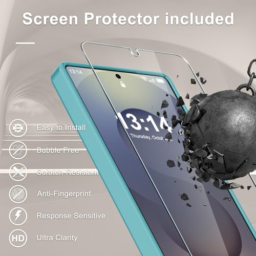 Image of YENAPOON for Samsung Galaxy S25 Ultra Case, Matte Magnetic Phone Cover [with 1 Screen Protector] [Support for MagSafe] [Shockproof Military Grade Protection] Translucent Frosted Back, Light Blue