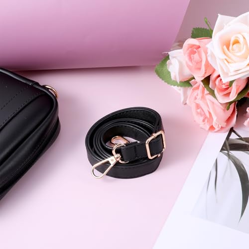 Image of Xthrotsenk Leather Shoulder Strap Purse Strap Replacement Black Crossbody Shoulder Straps Adjustable Leather Belt for Purse Handbags Crossbody Bag