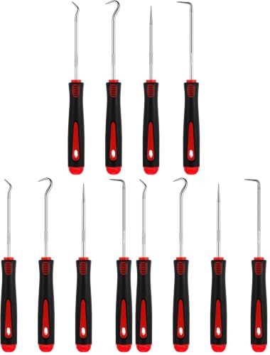 Image of WILLBOND 4 Pcs Pick and Hook Set Precision Automotive Mechanic Picks Tools Set for Car Oil Seal Hooks Puller Remover Tools(6.5 Inches,Red) (Pack of 3)