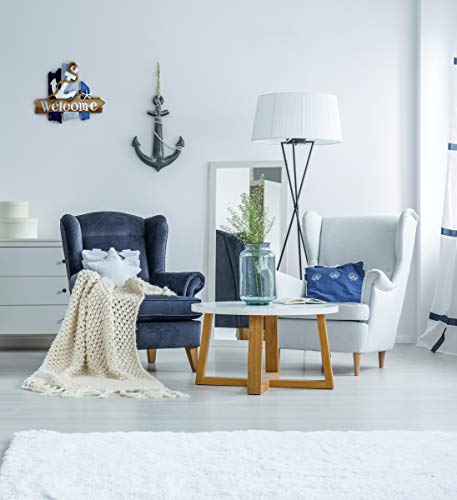 CoTa Global Atlantic Anchor Welcome Nautical Decor Sign - Nautical Themed Wood Sign, Beach Decor for Wall, Novelty White and Blue Starfish and Anchor Wooden Figure, Coastal Wall Decor Sign Accent - Image 3