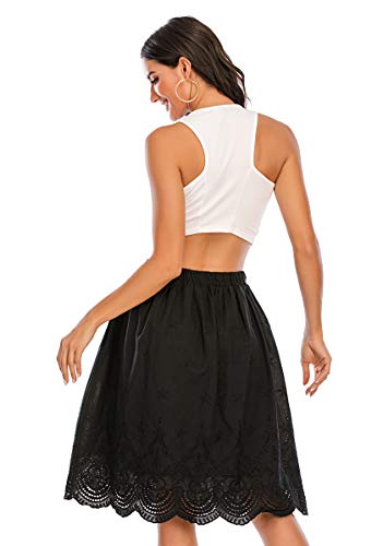 Love Welove Fashion Women's Summer Cotton A-line Flared Embroidered Knee Length with Lining Knee Length Skirt3