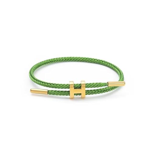 StyleJella Gold-Plated Green Rope Bracelet