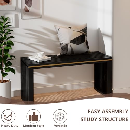 Image of APRTAT Bamboo Dining Bench 35-Inch Indoor Wood Shoe Rack Bench for Entryway