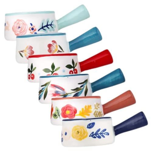 ELAYARD 6 piezas Jarras de para Leche Espresso con Asa Vaso Delicado para Servir Leche y Jarra Pequeña para Café y Siropes Diseño Japonés Resistente al Calor y Vertido sin Goteo