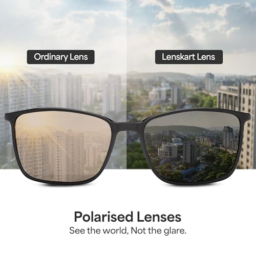 Image of Vincent Chase By Lenskart | Full Rim Square | Polarized Sunglasses Stylish |100% UV Protected | For Men & Women (Large, VC S18707)