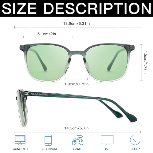 Image of Sleep Glasses for 99.9% Blue Light Glasses Dual AR Coatings Green Lens for Computer Gaming Reduce Eyestrain