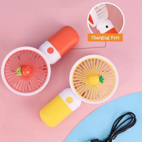 Image of MIRADH Mini Handheld Fan (Upto 6 Hours Running) Rechargeable 2000 Mah Battery Operated Portable Fan, Desk Fan, Carry It Anywhere (Yellow)