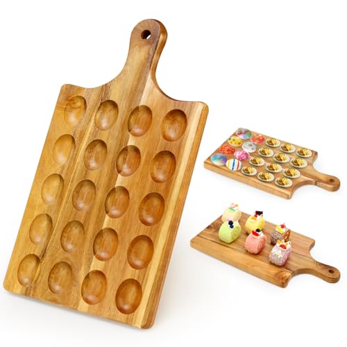 20 Holes Acacia Wood Deviled Egg Tray for Egg Holder
