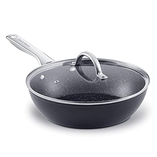 HITECLIFE Frying Pan with Lid, 10-inch Forged Aluminum Nonstick Deep Saute Pan, Skillet with Stainless Steel Handle, 5 Layers Chemical-Free Stir Fry Pans, Induction, Oven & Dishwasher Safe