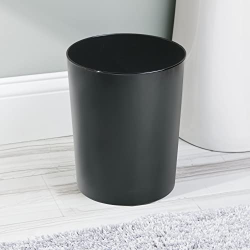 Image of iDesign Steel Round Bathroom Trash Can - Matte Black