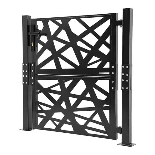 Puerta de jardín de metal de 105 x 100 cm con cerradura para patio exterior