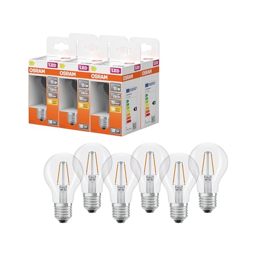 Osram LED-Lampe Star Kolbenform A15 Filament, 2700 K warmweiß, 1 W, E27, klar, 136 lm, 15.000h, für kleine Leuchten, Allgemeinbeleuchtung, Warmweiss