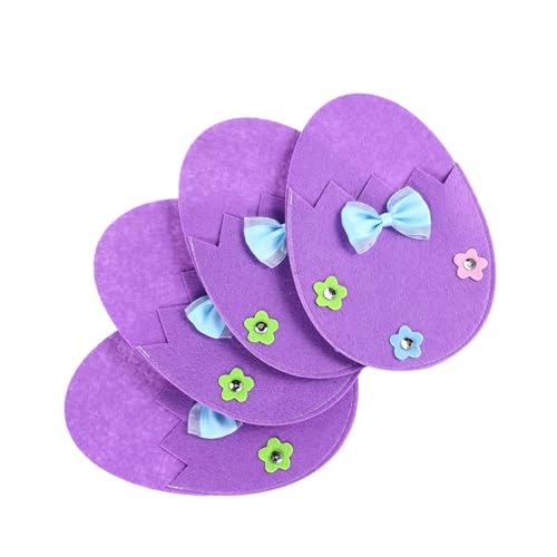 Alipis 4 Piezas Bolsa De Cubiertos De Huevo De Pascua Utensilio Porta Cubiertos Titular De Utensilios De Pascua Porta Utensilios De Vacaciones Mangas De Cubiertos Púrpura Tela De Fieltro