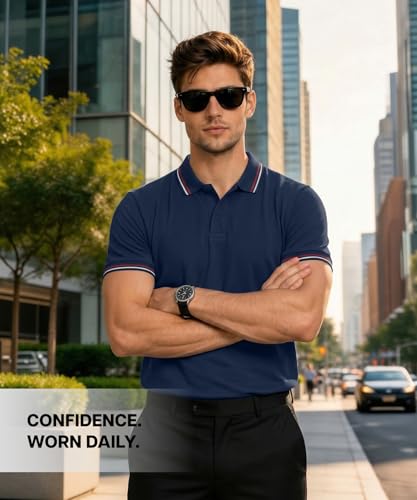 Image of AWG ALL WEATHER GEAR Cotton Polo T-Shirt | Half Sleeve Plain-Regular Fit | Soft Breathable Solid Tee | Collar Tshirts | Casual & Office Wear | Comfortable Everyday Cotton Polo | Mens Tshirts