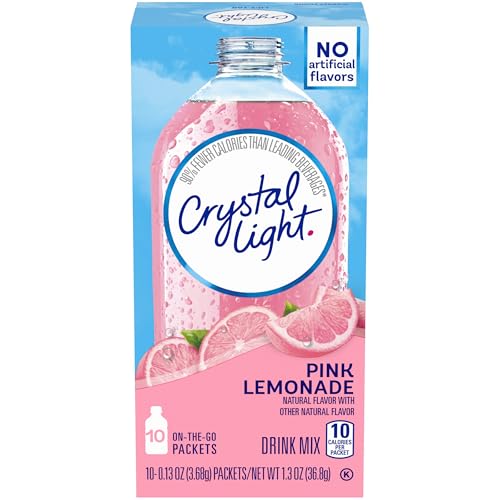 Crystal Light Pink Lemonade Naturally Flavored Powdered Drink Mix, 10 ct On-the-Go-Packets (Pack of 4)