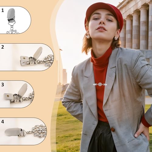 Image of cobee 3 Pcs Dress Clips Back Cinch, Waist Cincher Clip Shirt Clip, Sweater Clips To Hold Sweater Together for Cloak Clasp Shawl Pin Clothing Dress Shirt Shawl Coat(Flower)