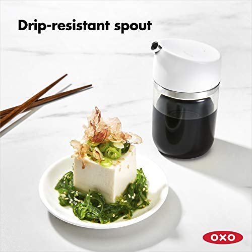 Image of OXO Good Grips Precision Pour Glass Dispenser for Soy Sauce, Oil - 5 oz | Drip-Free Spout, Two Flow Speeds for Drizzle or Steady Pour, Ideal for Oil, Vinegar, Soy Sauce, Serving and Storing