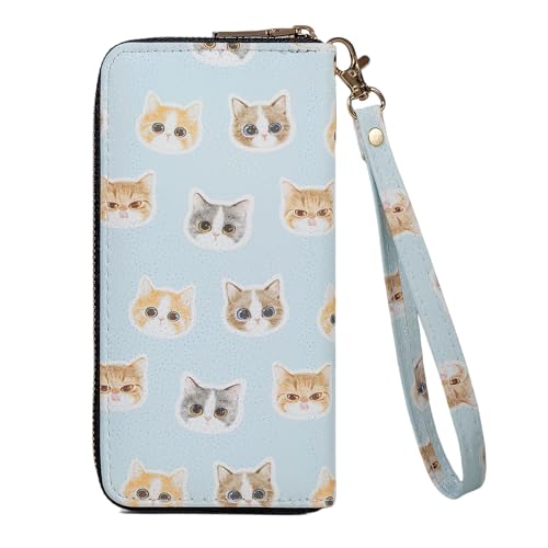 Leopard Cow Print Wallet For Women Skull Goth Frog Ladies Cluth Wristlet Wrist strap Long Purse Zip Around Card Holder 5