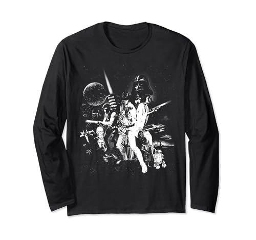 T-shirt Star Wars manches longues anti-déformation imprimé résistant affiche vintage durable