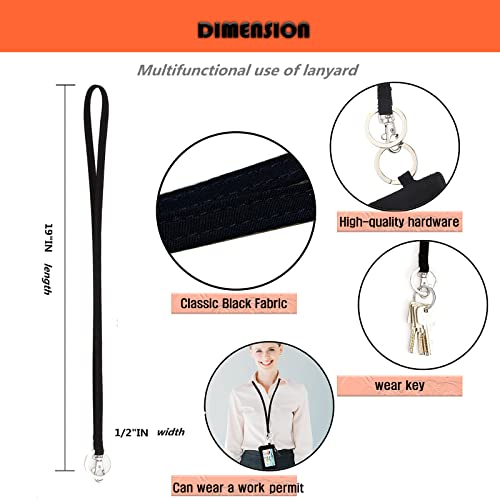 Donggangaji Classic Black Lanyard With Zip Id Case, Fashion Lanyard Wallet, Id Case Wallet With Lanyard，Cotton Lanyards With Wallet (Black-C) #TOP4