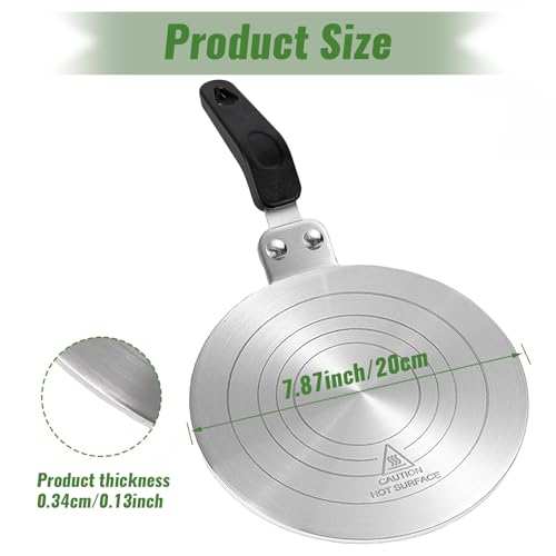 20cm Induktion Adapterplatte, Adapterplatte für Induktionsherd, Moka Induktionskochteller Adapter mit Wärmeisolierunggriff, auf Moka Töpfe/Gas/Induktionskochfelder