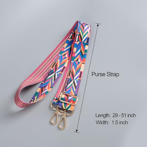 Image of chushui Colorful Pattern Purse Strap, Wide Crossbody Bag Strap Replacement | Change the look of your bag with a simple strap swap.