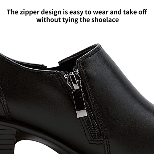 UZB Women's Slip-On Loafer Zip Leather Pump Shoes3