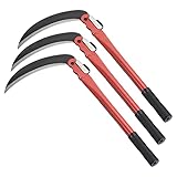 PATIKIL 17 Inch Folding Sickle, 3 Pack Harvest Sickle Carbon Steel Blade Portable Weed Remover Scythe Grafting Knife Brush Cutter for Farming