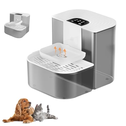 Auveach Fontana per gatti, 4,5 l, silenziosa, senza fili, con temporizzazione e quantità d'acqua, distributore automatico di acqua per gatti/cani, sempre acqua fresca (ciotola riscaldante in ceramica