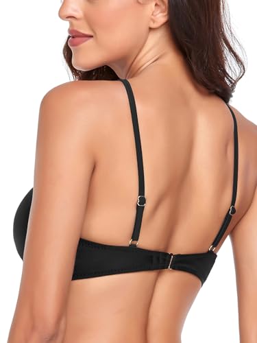 RELLECIGA Women's Halter Bikini Top Criss Cross Cutout Bathing Suit4