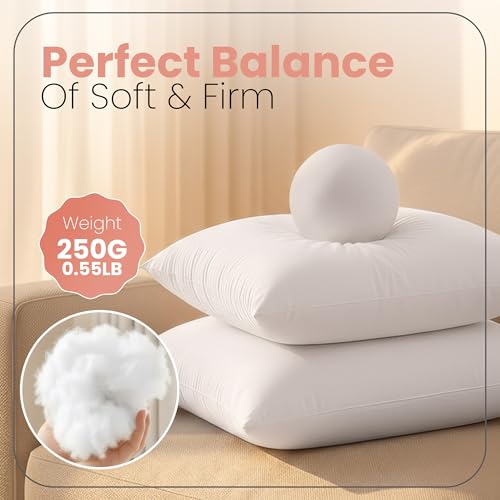 Image of Utopia Bedding Throw Pillows Insert (Pack of 2, White) - 12 x 12 Inches Bed and Couch Pillows - Indoor Decorative Pillows