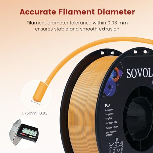 Image of Sovol PLA Filament Silk Tri Color Co-Extrusion 1.75mm, 3D Printer Filament 1kg / 2.2lbs, Shiny Silk Gold Silver Bronze 3 in 1 Coextrusion PLA Material + /-0.03mm