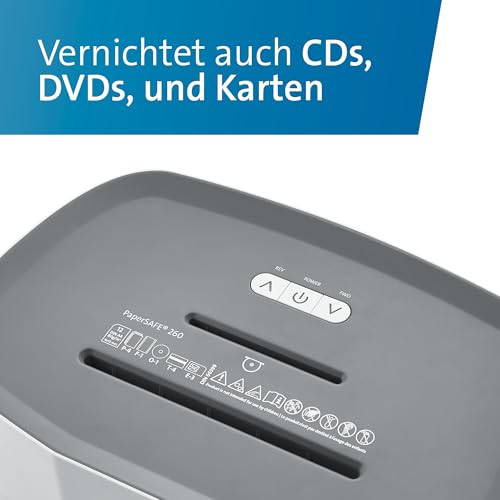 Dahle PaperSAFE PS 240 Aktenvernichter (10 Blatt, Sicherheitsstufe P4, Partikelschnitt, öl- und wartungsfrei, 25 Liter) grau