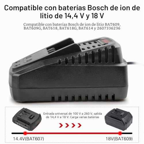 Miniatura 3 de Asuncell Cargador De Repuesto Para Bosch 14,4 V-18 V Bc660 Bc1880 Bat609 Bat609g Bat618 Bat618g Bat614 Bat614g Cargador Rápido De Batería De Iones De Litio, Cargador De Herramientas Eléctricas De