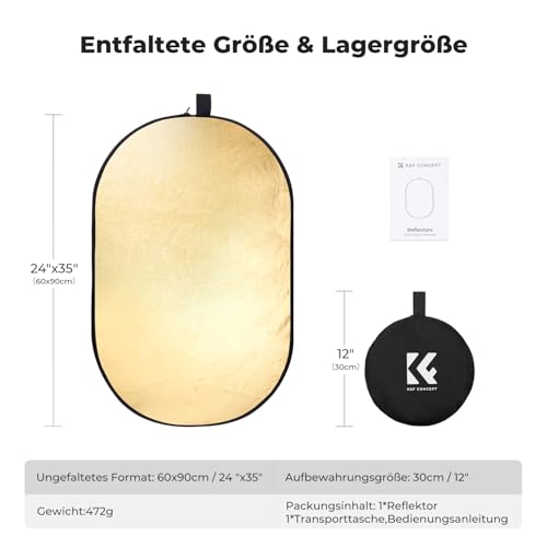 K&F CONCEPT 5 in1 Fotografie Licht Reflector 60x90cm mit Tragetasche – Ansicht 6