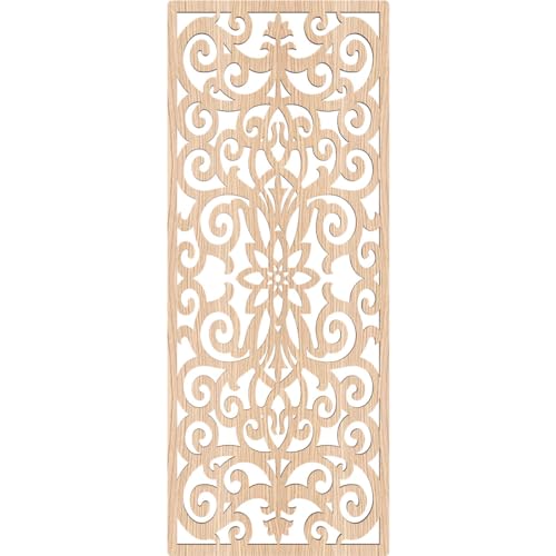 Image of Buel Decorative Pierced Fretwork Wood Wall Panels, 9 3 /8 inchW x 24 3 /8 inchH x 3 /8 inchT, Red Oak