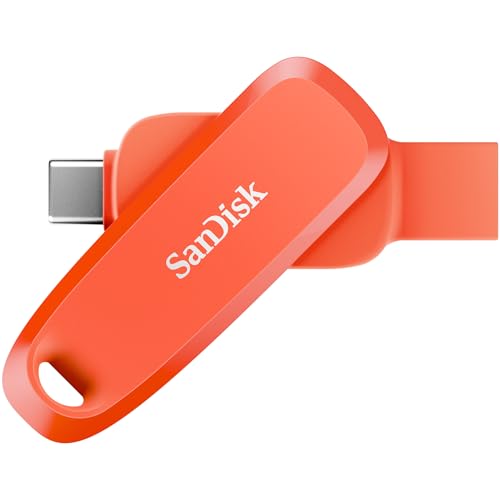 SANDISK 512GB Phone Drive - The 2-in-1 USB for Smartphones, Tablets, and Computers - Thumb Drive with USB Type-C and Type-A Connectors, Nasturtium Orange - SDDDC6-512G-G46NO