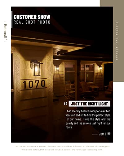 Beionxii Outdoor Wall Lights, 14" H Large Exterior Light Fixture Outside Porch Lights For House Front Door Garage, Oil Rubbed Bronze Cast Aluminum W/Water Glass - A268W-2Pk #TOP1