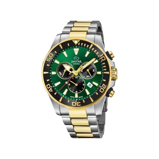 JAGUAR Reloj Modelo J862/3 de la colección Executive, Caja de 43,5 mm Verde con Correa de Acero Bicolor para Caballero